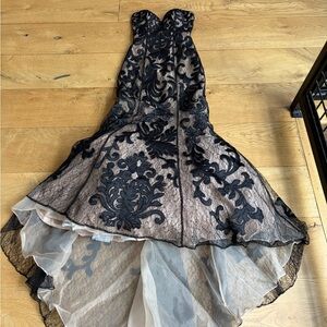 Jovani Black & Nude Strapless Mermaid Dress Sz 0